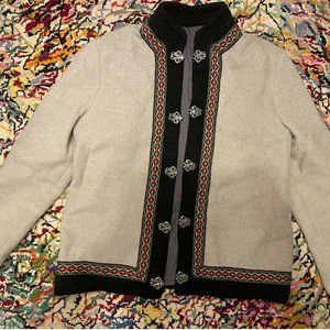 Nordic or Scandinavian custom wool coat w/ metal claps - SZ M/L, good condition